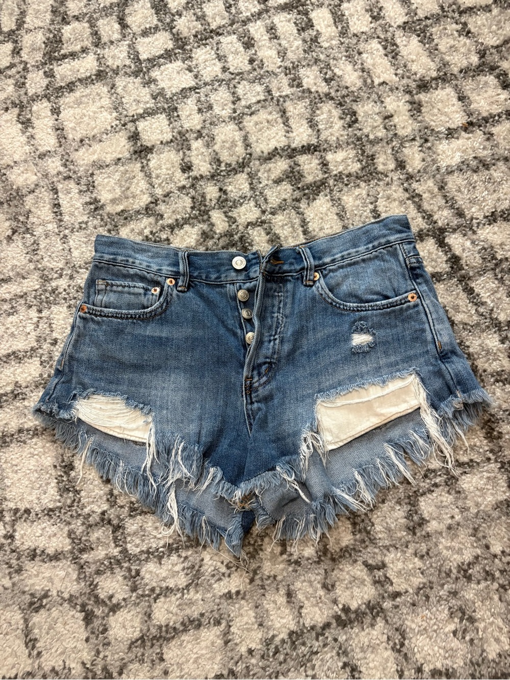 Free people Women's Distressed Denim Cutoff Shorts - Blue